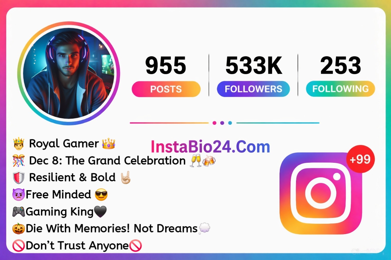 Stylish Instagram bio for gamer